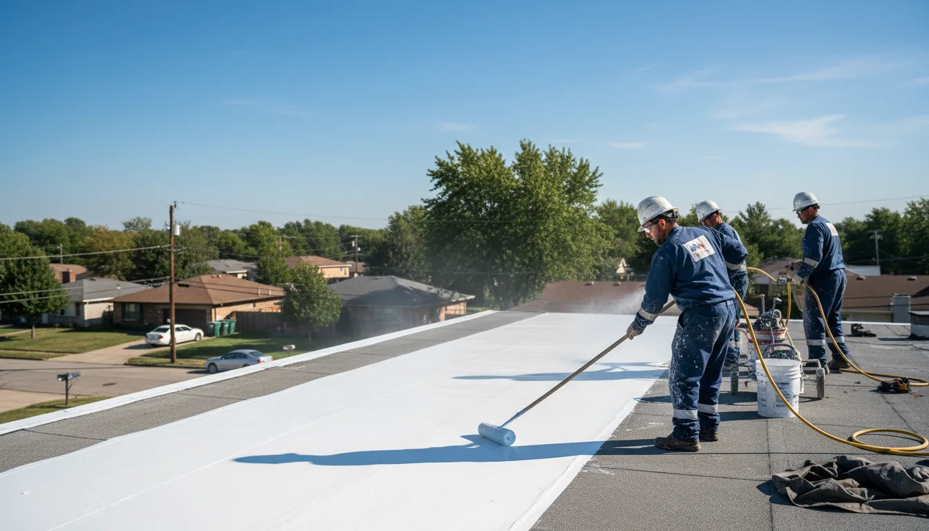 Commercial roof coating in Mecca, IN near me
